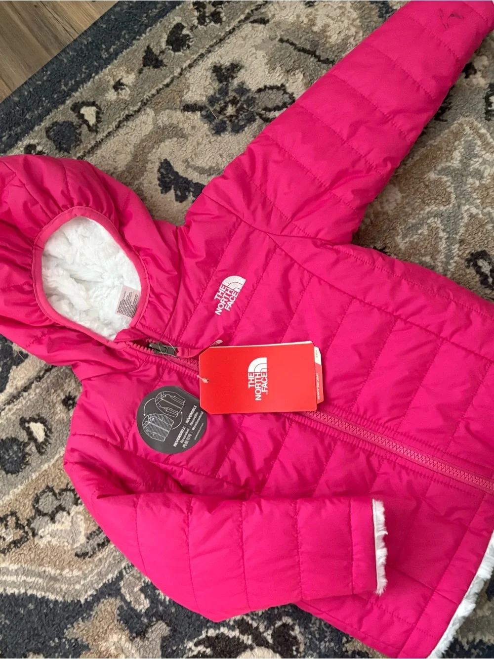 NWT North Face Kids Pink Reversible Jacket